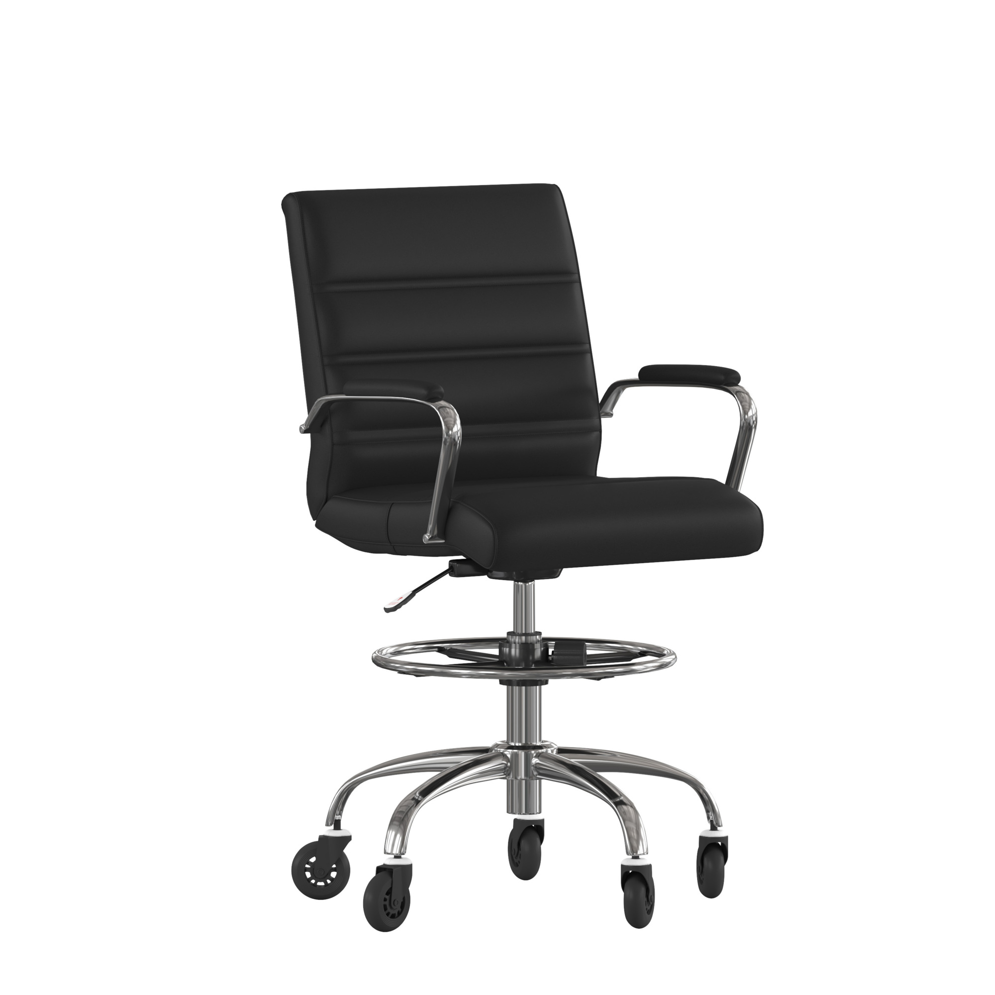 Flash Furniture, Black LeatherSoft Drafting Chair with Skate Wheels, Included (qty.) 2 Model# GO2286BBKRLB